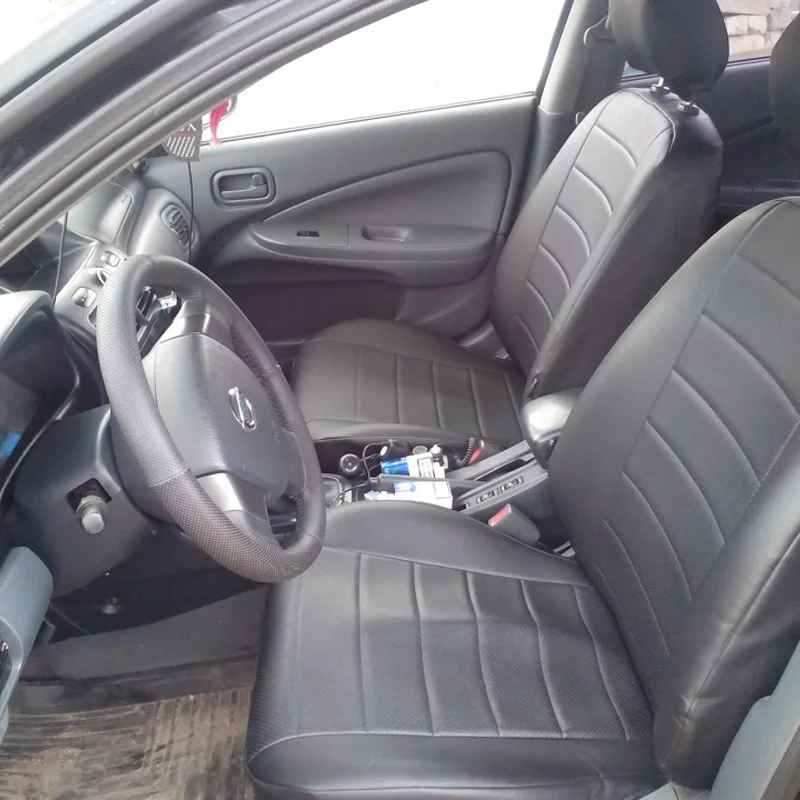 Для Nissan Almera Classic(с подголовниками) с 06-13г.(Альмера Классик) модельные чехлы на сиденья из экокожи АВТОПИЛОТ экокожа