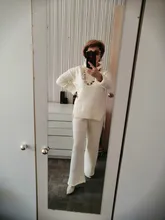 Women Tracksuit Pants Pullovers Sweater-Set Spring Wide-Legs Warm Turtleneck Autumn JXMYY