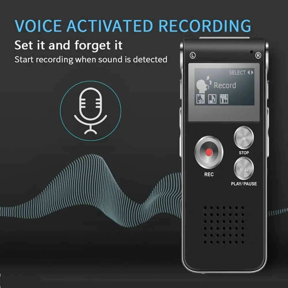 

8GB/16GB Rechargeable Digital Sound Voice Recorder Dictaphone MP3 Player Record