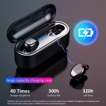 

F9 TWS Wireless Bluetooth Headset sport bluetooth earphone Mini In-Ear Earbuds 9D HIFI Sound With Charge Box