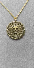 Colgante de plata de ley con moneda azteca de Piratas del Caribe, medallón Vintage de bronce dorado de Jack Sparrow, venta al por mayor