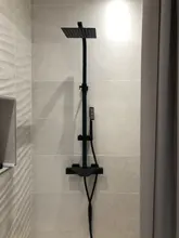 Bathroom Faucet Black Rain Shower Head Thermostatic Bath Faucet Wall Mounted Bathtub