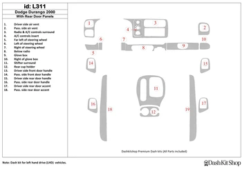 

Interior trim for Dodge Durango 2000-2000. Set L311.