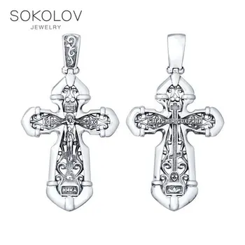 

Cross SOKOLOV of silver nielloed, fashion jewelry, 925, women's/men's, male/female