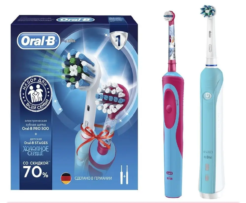Набор электрических зубных щеток Family Pack (Oral B PRO 500 и Oral Stages Power Frozen)|Электрические