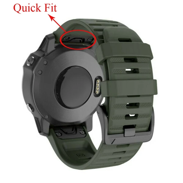 Army Green 26 22 мм быстросъемный ремешок для часов Garmin Fenix 6X 6 6S Pro Quick Fit Силиконовый ремешок для наручных часов Garmin Fenix 5 5X 5S - Цвет: Army Green