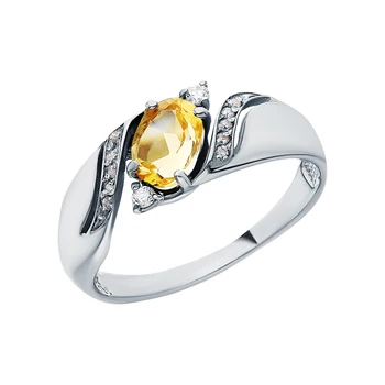 

Silver ring with cubic zirconia and citrine sunlight sample 925
