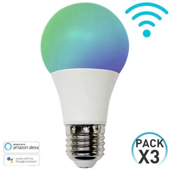 

Pack 3 LED Bulbs RGB WiFi E27 with Adapter E14 10W Equi.100W 806lm via Smartphone/APP