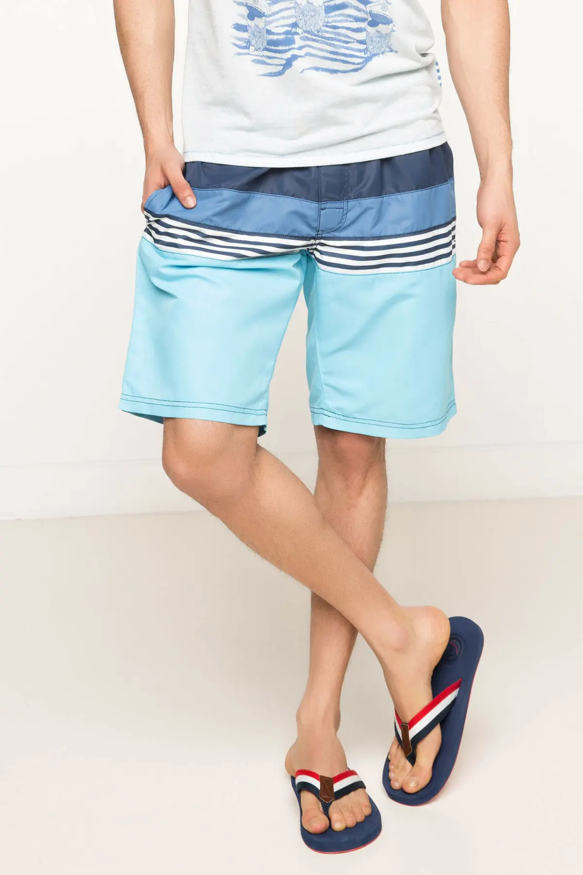 

DeFacto Summer Boy Fashion Woven Swimming Short Kids Casual Drawstring Short Pants Striped Loose Bottoms New - G7290AZ17HS