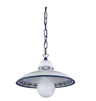 

Chandelier suspension medium ceramic glazed hand-decorated eye blue