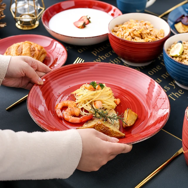 Vancasso Bella-M 48-Pieces Porcelán Vacsorakészlet Szüreti Megjelenés Kerámia Tányér 12*Vacsora Tányér, Desszert Tál, Bögre Készlet - Image 4