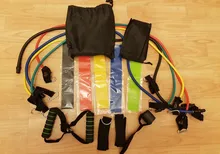 Banda con tubos de resistencia para Fitness, cuerda de tracción elástica para gimnasio y Yoga, expansor de entrenamiento, anclaje de puerta con asa y correa para el tobillo, 11 unidades