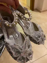 Zapatos con lazo de encaje de lentejuelas para niñas, zapatillas de baile de princesa con perlas bonitas, informales, para fiesta, boda, D721, novedad de 2020