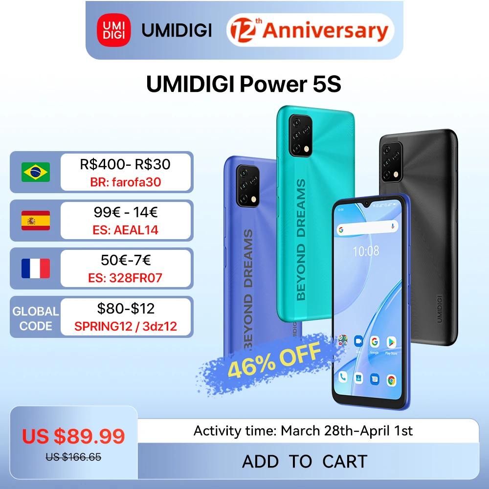 Смартфон UMIDIGI с тройной камерой 16 МП 6 53 мАч 4 Гб + 32 ГБ | Мобильные телефоны и