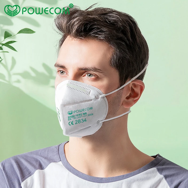 Powecom FFP2 Masks CE Respirator Safety Face Mask Protective ffp2mask 95% Filtration Mouth Muffle Cover Headband Reusable | Красота и