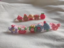 Anillo de fruta bonita para niñas, sortija Multicolor de colores, fruta bonita, traje de princesa, 12 Uds.