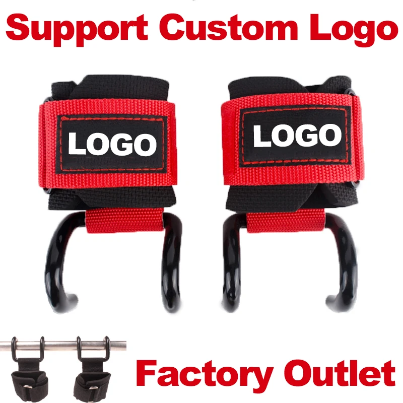 Weight Lifting Hooks Padded Steel Lifting Wrist Straps Deadlift