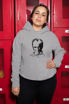 

Angemiel Wear ATATURK Portrait Gray Women 'S Hooded Sweatshirt
