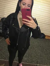 Jacket Women Basic-Coat Moto Aelegantmis Faux-Leather Plus-Size Winter Outerwear Autumn