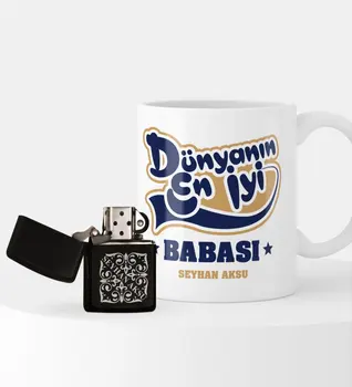 

Personalized World Best Father Gasoline Lighter and Mug Seti-2