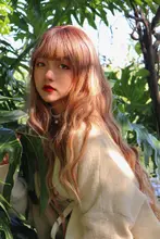 OneNonly-Peluca de cabello sintético largo degradado para mujer, pelo Natural resistente al calor, ondulado y suelto con flequillo, color marrón y Rubio, para Cosplay