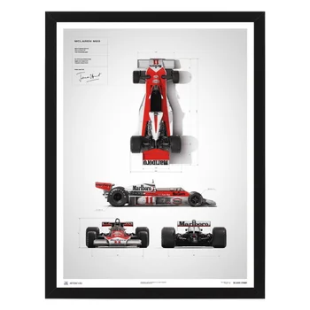 

Poster in the frame McLaren m23-james Hunt-blueprint-Japanese gp-1976, 32x42 cm