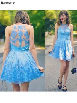 

Short Lace Graduation Dresses 2019 Jewel Illusion Back Prom Party Gowns Vestidos Mini Appliques Homecoming Dresses Customized