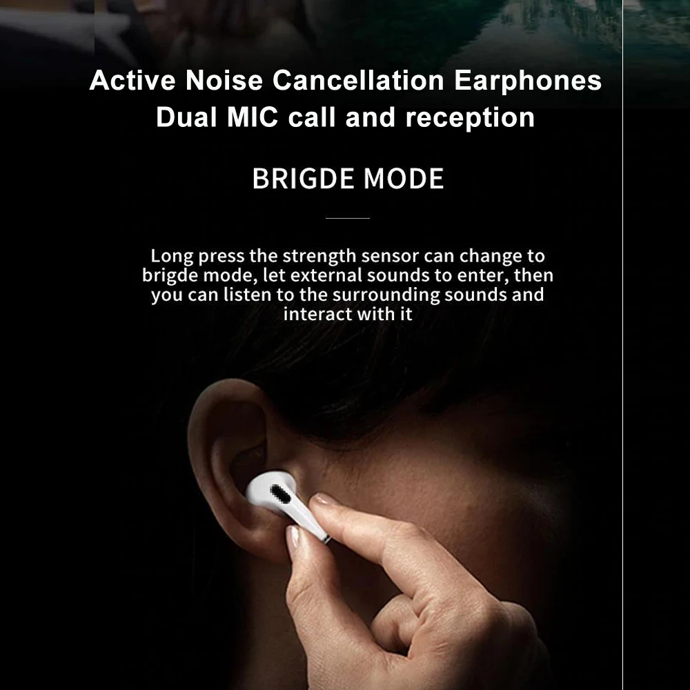 AB1562a Bluetooth Active Noise Cancellation Hybrid ANC Earbuds Rename GPS Metal Hinge Real Metal Vents Wireless Earphones