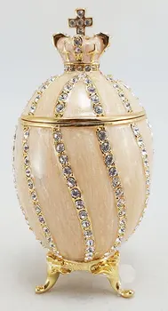 

Copy Faberge hjd0222a-2 egg Easter twisted with a crown, beige