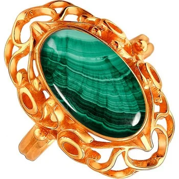 

Baltic gold ring with 1 malachite in silver with gilding
