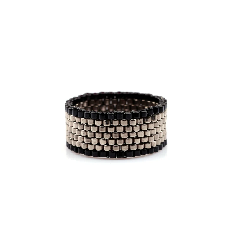 Женское/Мужское плетеное кольцо Miyuki вечернее с бисером в готическом стиле
