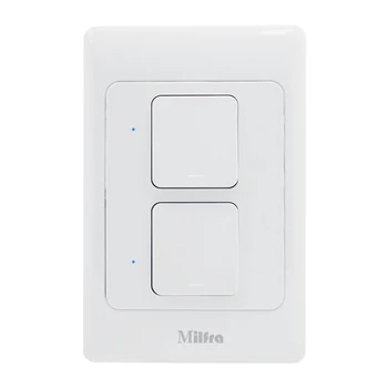 

Milfra 2 Gangs 1 Way Intelligent Wall Light Switch,Smart home switches with Timer,US AU Standard,2.4GHz,Push On Off Button
