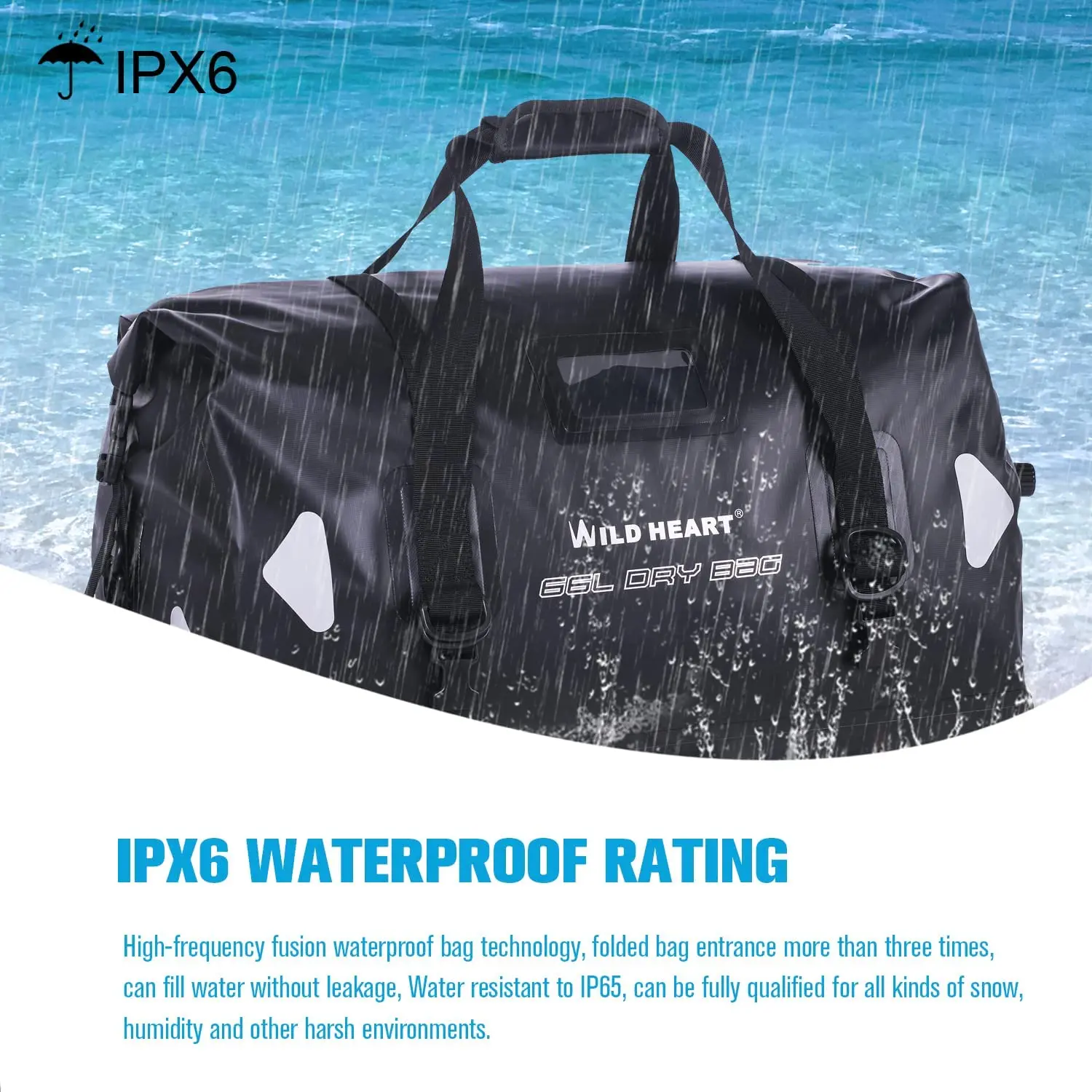 WILD HEART 40L 66L 100L Waterproof Duffle Bag Motorcycle Bag Motorcycle Tail Bag Reflective  Motorcycle Seat Bag 4