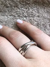 Tamaño 5-10 hermoso regalo de San Valentín joyería de anillo de plata de 3 círculo caliente lindo bastante de boda de moda de color de plata mujer