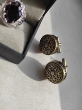 SAVOYSHI-gemelos de camisa de alta calidad para hombre, diseño redondo de bronce, gemelos de Metal Vintage, regalo, nombre de enagraveo gratis