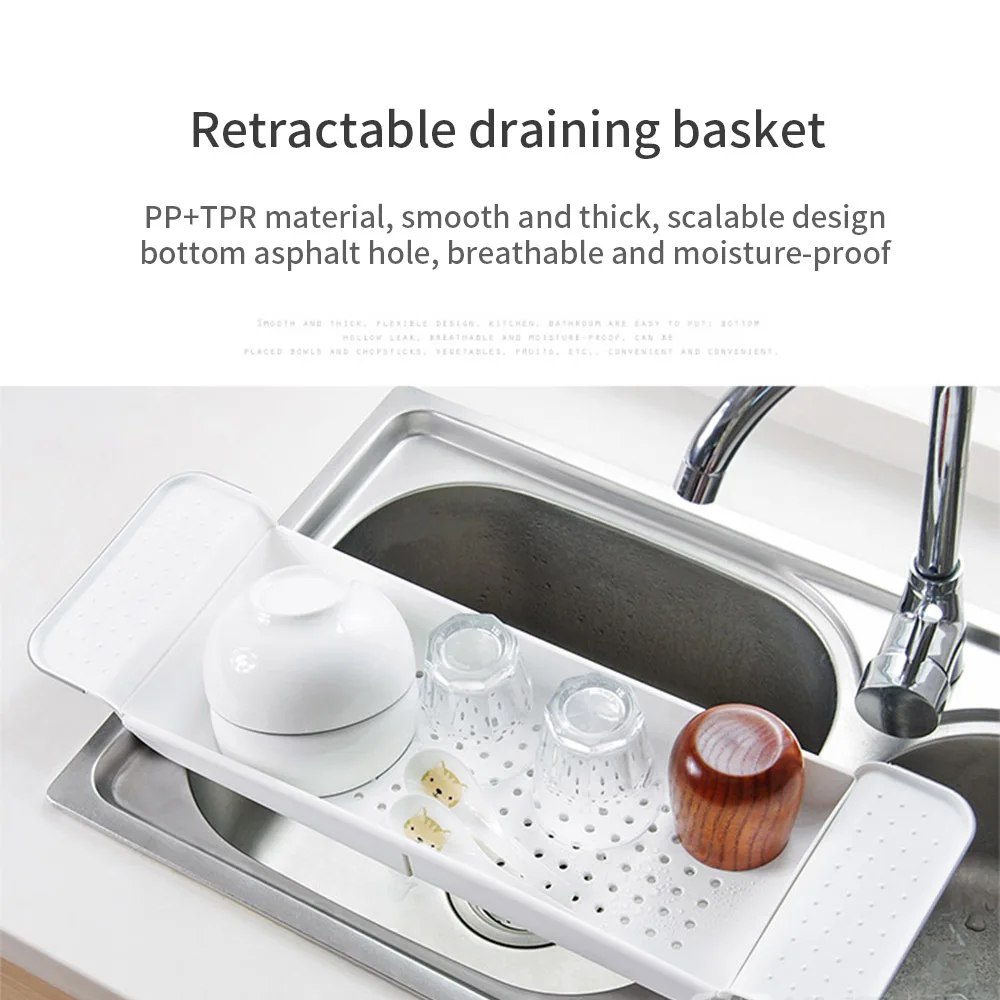 Retractable Bathtub Storage Rack Bathtub Tray Multi-Function Towel Storage Shelf Kitchen Sink Drain Holder Bathroom Organizer