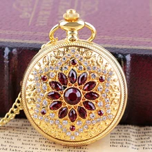 Gold Luxury Premium Digital Display Quartz Pocket Watch Ladies Vintage Elegant Pendant Necklace Best Gift reloj de bolsillo