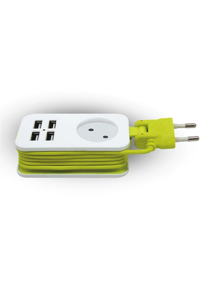 Удлинитель Uniel S-CT1-1 5U WHITE/GREEN 1.3 метра 1 гнездо + 4хUSB UL-00003331 дорожный удлинитель |