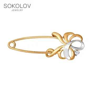

SOKOLOV brooch of gold with cubic zirconia fashion jewelry 585 women's male