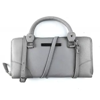 

Leather pouch natural gray color bead 11x22 cm