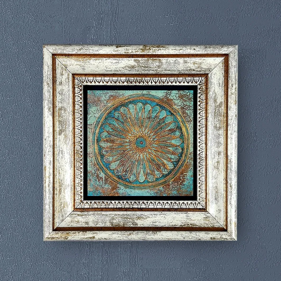 

Handmade Natural Stone Painting Framed Wall Decor Mystical Figure Room Vintage Poster Picture Gift Ornament Special Print Piece