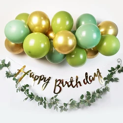 Arco de globo de látex verde aguacate Retro para niños, guirnalda de oro, pancarta de feliz cumpleaños, decoraciones de cumpleaños, fiesta de la jungla, 22 Uds.