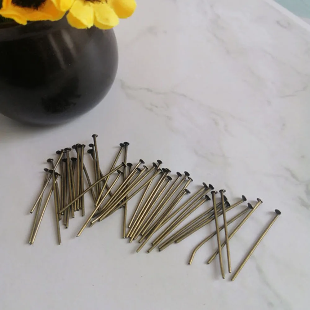 Chandelier Crystal Drops 200pcs 26mm 1inch Antique Bronze Flat Head Straight Pins Connector for Crystal Prism Lamp Chandelier Pendant Hanging DIY
