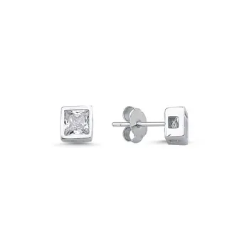 

Angemiel 925 Silver 5mm Square Zircon Engagement Earrings