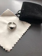 XIYANIKE 925 plata esterlina negro circonita de corazón amor anillo de cristal mujer joyería de moda Retro apertura clásico Кольцо venta al por mayor