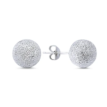 

KUTAYDAN 10mm Laser Ball Earrings 925 Sterling Silver