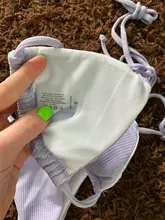 Tankini-traje de baño pequeño para mujer, microbikini azul, conjunto de bikini brasileño de estilo vendaje púrpura de cintura baja, traje de baño de dos piezas