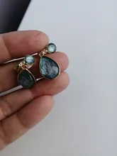 Pendientes con Clip de gota de agua geométricos para mujer, temperamento Simple japonés, piedra de cristal azul, sin Piercing, regalo para niña y mujer coreana