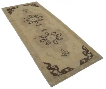 

90x205 Cm Beige Handmade Vintage Anatolian Rug-3x7 Ft