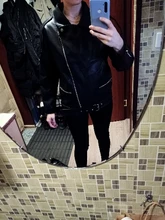 Jacket Coat Fitaylor Faux-Leather Loose Outwear Casual PU Sashes Black Tops Bf-Style